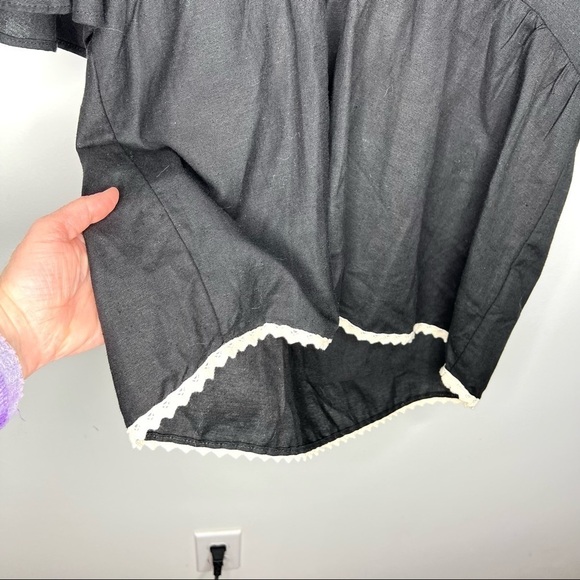 Zara Baby Doll Short Sleeve Blouse with White Embroidery Size Small - Picture 9 of 15